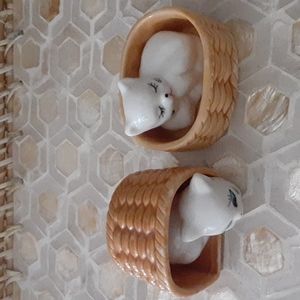 Vintage Ceramic  Kittens in Basket